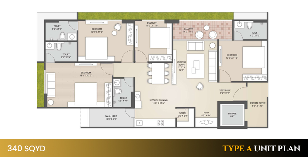 Type A Unit - 340 SQYD