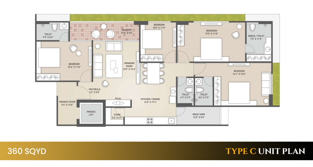 Type C Unit - 360 SQYD